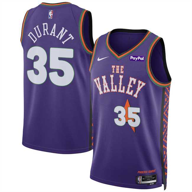 Mens Phoenix Suns #35 Kevin Durant Purple 2024-25 City Edition Stitched Jersey Dzhi->phoenix suns->NBA Jersey